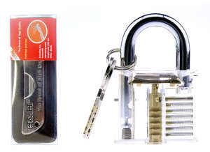 Transparent Practice Padlock with Hh Folding Knife Lockpicking Tools (Combo 5)